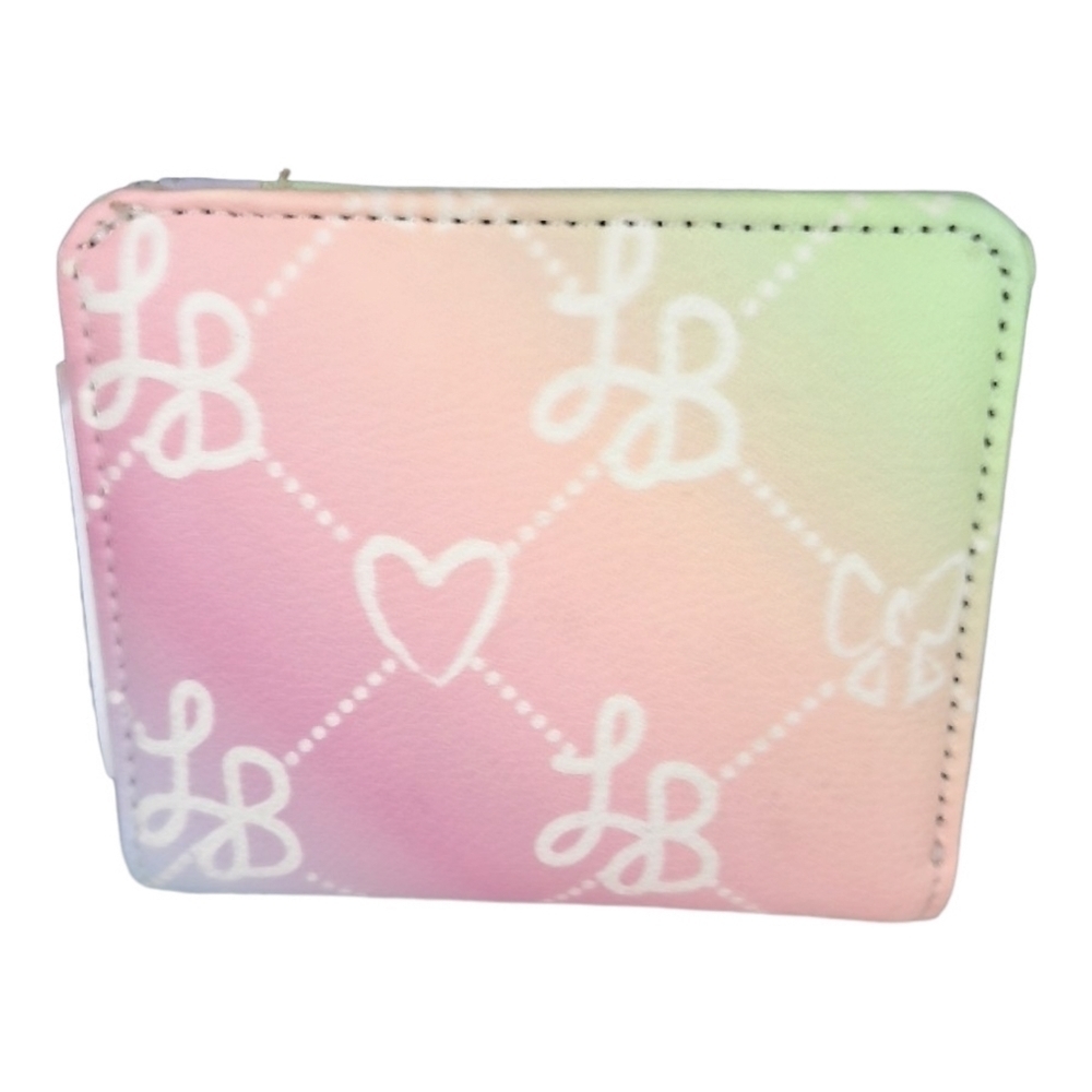 Betsey Johnson Wallet Pastel Rainbow  Bi-Fold Snap Close Pocketbook NEW NWOT
